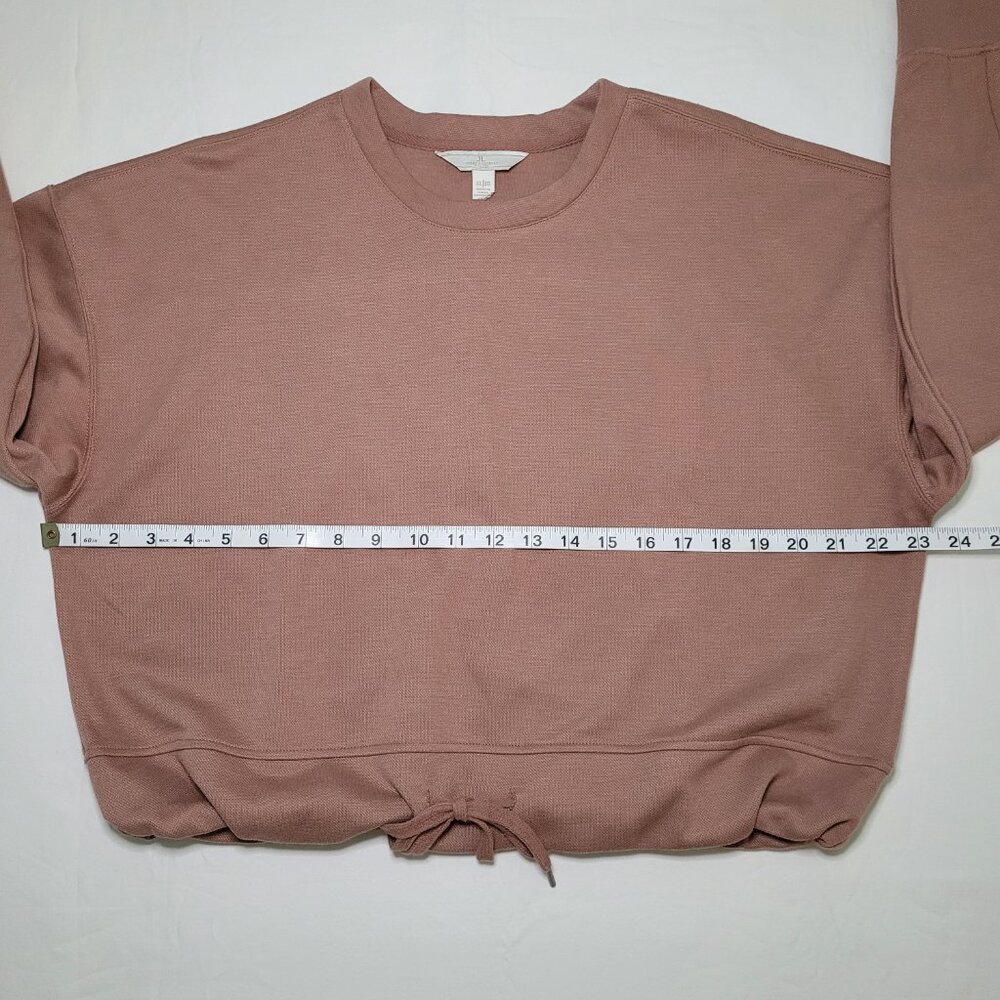 Jules & Leopold Boxy Cropped Crewneck Sweatshirt Drawstring Hem Brown Womens XL - Picture 6 of 9